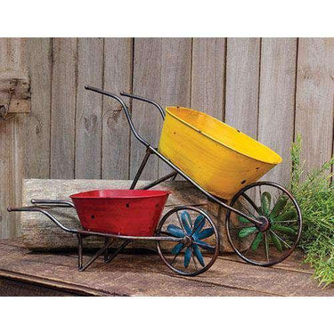 2/Set, Antique Metal Wheelbarrows - The Fox Decor
